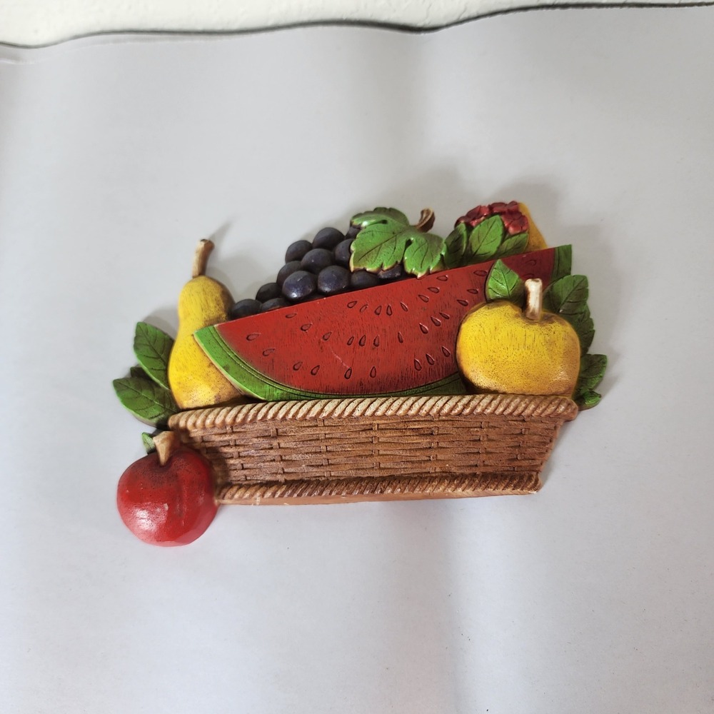 Vintage Homco 1975 Fruit Basket Wall Plaque 7350 Dart Ind Kitchen Decor USA Made